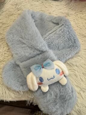 Cinnamoroll light gray scarf neck warmer plush character embroidered super soft